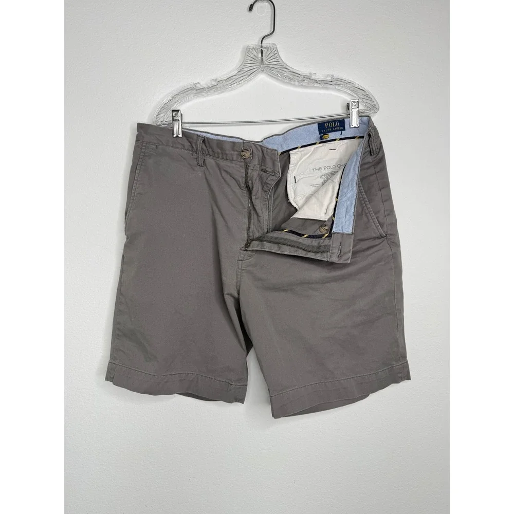 Polo Ralph Lauren Mens Gray Stretch Classic Fit Chino Shorts Cotton Twill Sz 36